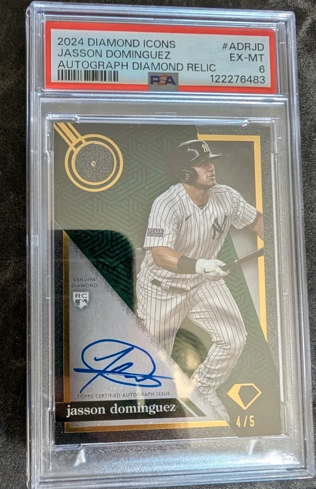 2024 Diamond Icons Jason Dominguez RC automático en tarjeta/5 piedras preciosas PSA 6 0 ^ #ADRJD Foto 4 de 4