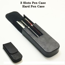 3 Slots Fountain Pen Case Leather Storage Box Organizer  Removable Pen Tray