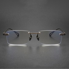 Pure Titanium Square Eyeglass Frame Ultralight Business Rimless big Glasses 55mm