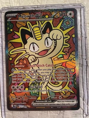 Meowth EX SIR Full Art Holo Rare Pokémon TCG Card 121/088 Perfect