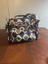 Ju-Ju-Be Multi-Pocket Travel Diaper Bag Backpack Brown Blue Green Floral Print  