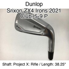 Dunlop Srixon ZX4 Irons 2021 5-9.P Iron Set 38.25" Project X: Rifle 5.5 Right-Ha