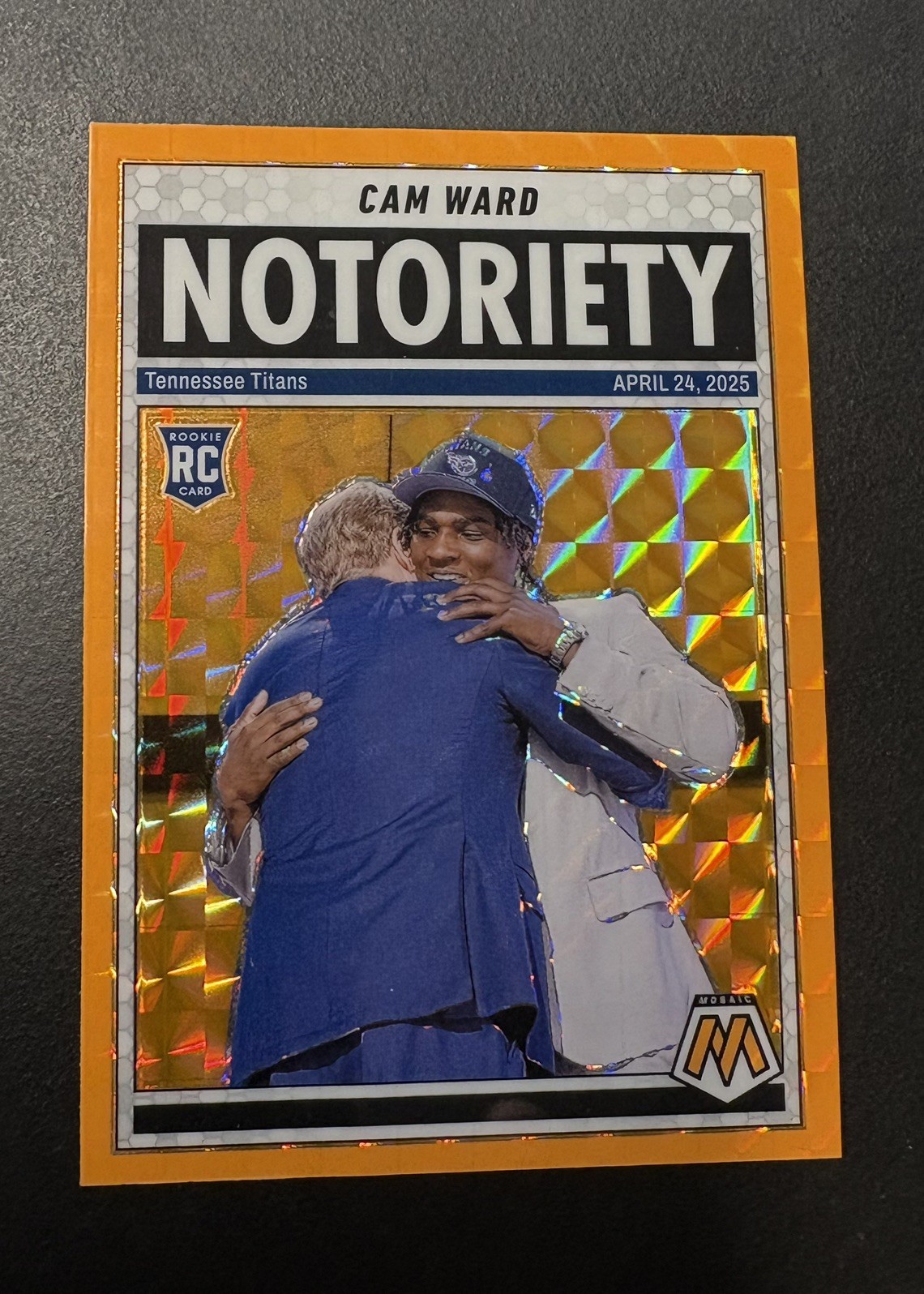 🔥 Cam Ward 2025 Mosaic Football Orange Mosaic Notoriety RC #17 Rookie 🔥