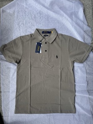 Polo Ralph Lauren Custom Fit Polo Baumwolle Piqué Beige L Kurzarm Logo