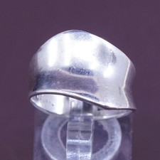 sz 7.75, vtg Sterling silver handmade ring, 925 ribbed band, minimalist