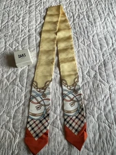 DAKS London Scarf Yellow Multi Plaid 2.5" x 46" New In Box