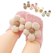 KEAINVRN 4Packs Baby Girls Socks,Flower Non-Slip Grips for Babies Toddler Prince