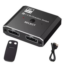 Plug& Play 8K Two-Way DP 1.4 Switch 2 In 1 Out/1 In 2 Out Bi-Direction Splitter