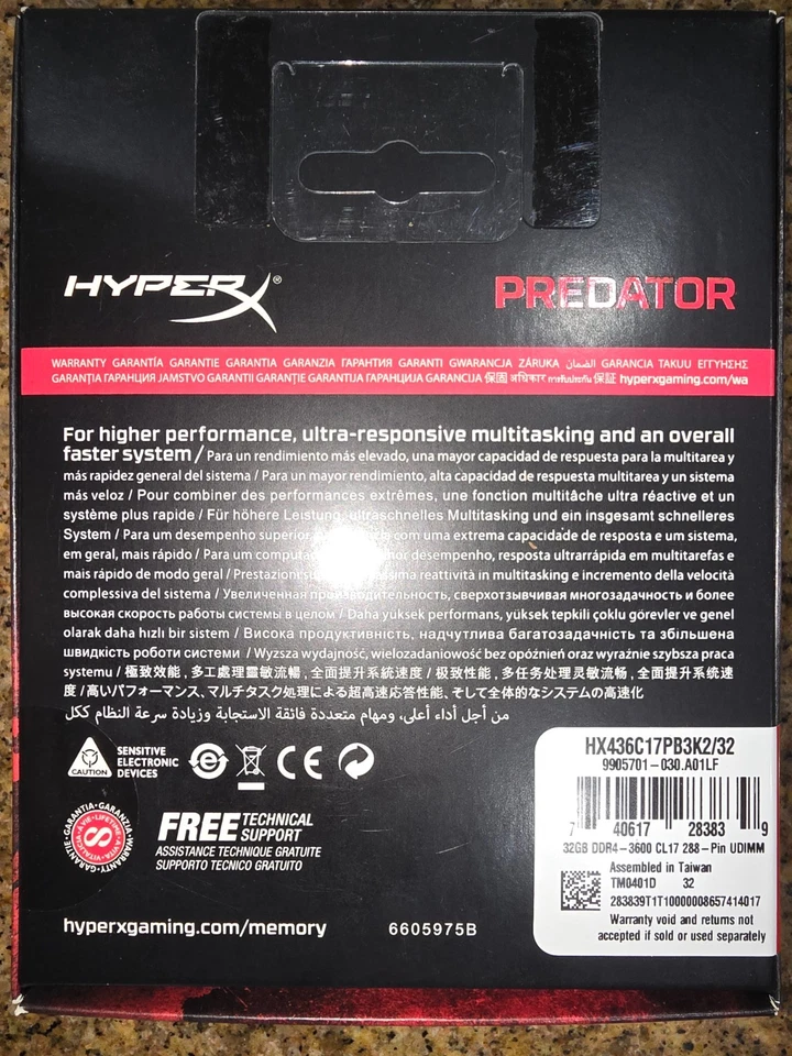 *BRAND NEW* HyperX PREDATOR 32GB (2x16GB) 3600 MHz DDR4 *CL17 (HX436C17PB3K2/32) - Image 4 of 4