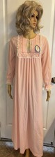 Vintage Small Komar Nightgown Pink Long Sleeve Lace Trim New With Tag
