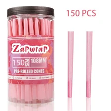 Pre Rolled Cones 150Packs pink Cones Rolling Paper King Size Ultra-thin 108mm