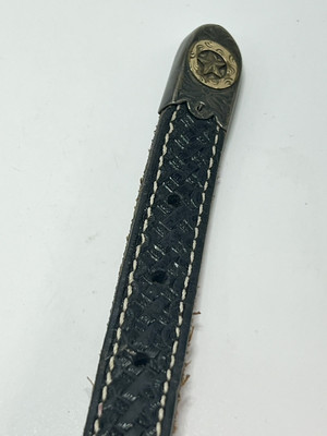 NOCONA 34” Concho Belt Silver 14K Gold Fill on Hand Tooled Leather Belt VTG READ NOCONA 34” Concho Belt Silver 14K Gold Fill on Hand Tooled  main image 4