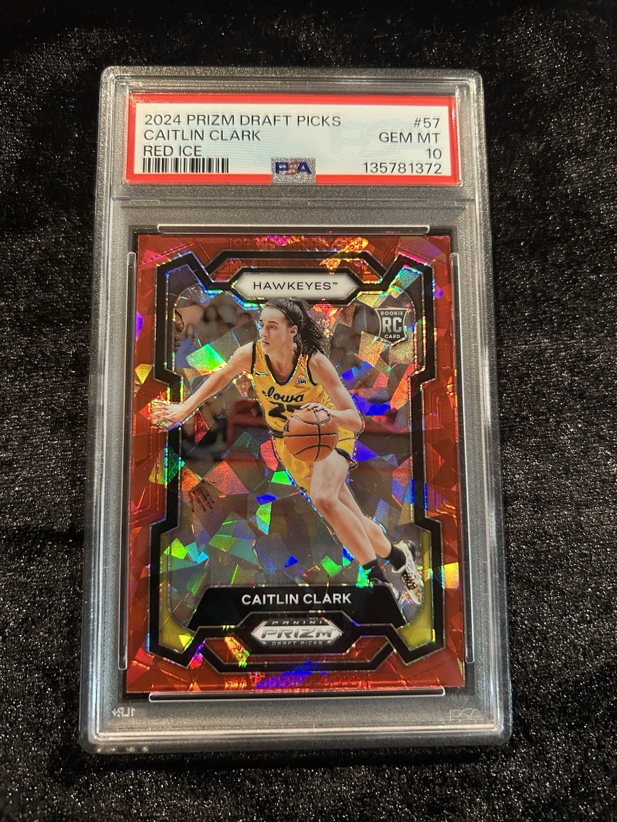 Caitlin Clark 2024 Prizm Draft Rookie #57 Red Ice PSA 10