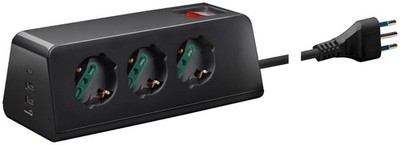 VIMAR Desk Outlet 3 Univers. + 3 USB + S11 + CBE Black - 00608.CC