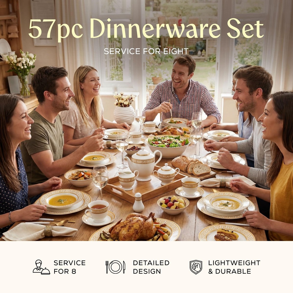 Joseph Sedgh Collection 57-Piece Bone China 57 Piece Set, White