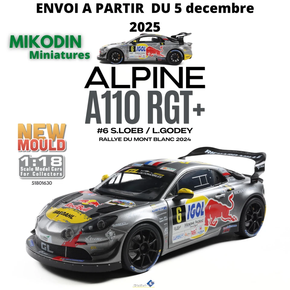 SOLIDO ALPINE A110 RGT+ #6 LOEB/ GODEY RALLYE MONT BLANC 2024 1:18 PREVENTE - Immagine 4 di 4