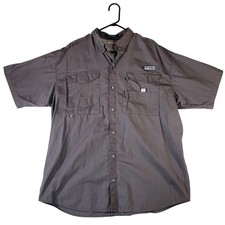 Columbia PFG Bonehead Short Sleeve Fishing Shirt Mens XL Gray Vented Pockets
