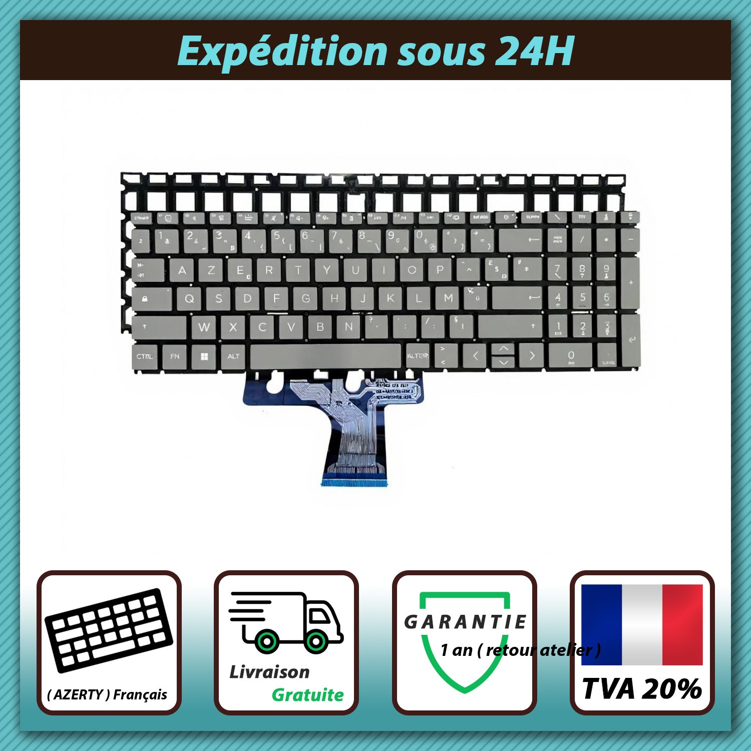Clavier AZERTY HP Pavilion 16-AG0087NR idéal pour le télétravail