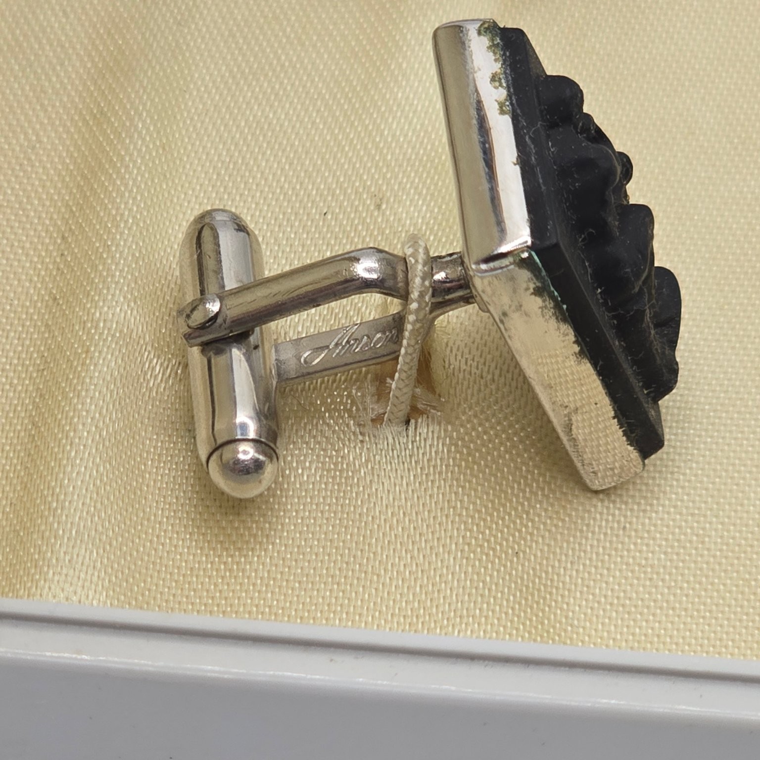 Anson The Thinker Rectangular Cufflinks Black Car… - image 5