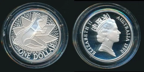 Australia: 1990/1988 $1 First Fleet Bicentenary Kangaroo Silver Proof 