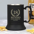Personalised  18th Happy Birthday Crest Black Stainless Steel Tankard Gift Pint