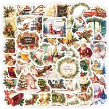 50 PCS Christmas Stickers Waterproof Holiday Party Decals for Kids Scrapbook