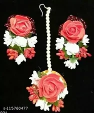 Jawaharat Floral Earring and Tikka combo festive season jewellery  set B