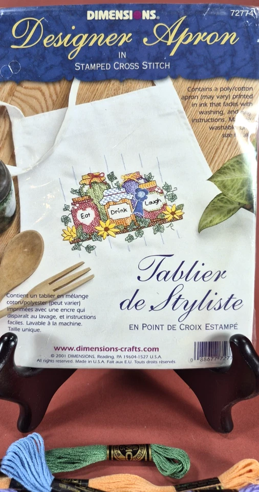 Dimensions Designer Apron Canning Jars 72774 20 DMC NIP Stamped Cross Stitch - Image 2 of 4