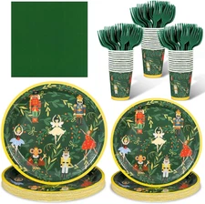 120 Pcs Christmas Nutcracker Fairy Ballet Tableware Set Disposable Christmas Nut