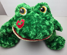 Large 26-28" Dan Dee Frog Laying Down Plush Red Kiss On Cheek Collectors Choice