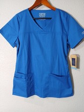 Cherokee Scrub Top Womens XS Royal Blue Shirt Comfort Doctor Nurse Pockets NWT