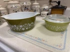 New ListingVtg Pyrex Spring Blossom Crazy Daisy Green Casserole 472-B with Lid  & 475-B
