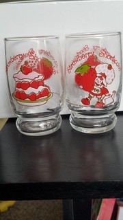 Set Of 2 Vintage 1980 Strawberry Shortcake Juice Glasses Excellent!
