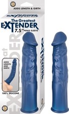 The Greatest Extender Penis Sleeve Silicone Realistic Waterproof Blue 7.5 Inch