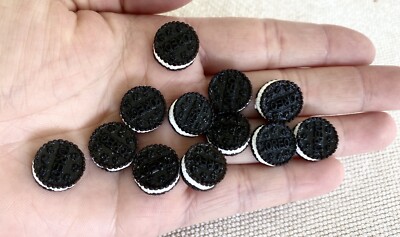 12Pcs Set 1:6 Dollhouse Miniature Handmade Food Resin OREO Chocolate cookies