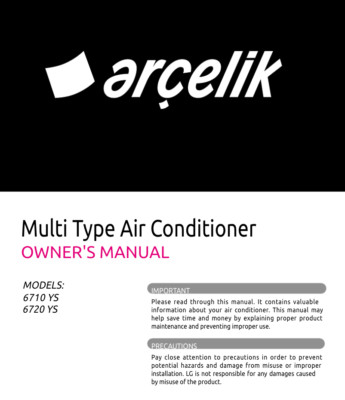 LG Electronics 6710 YS Air Conditioner User Manual FREE SHIPPING