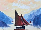 Original Painting of Galway Hooker Sailing Boat 16X12 Contemporary Irish Art