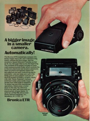 Bronica ETR Camera Original Magazine Ad 1978