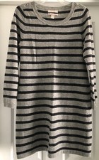 Banana Republic Wool Blend Striped Sweater Dress Button Shoulders LNC Sz M