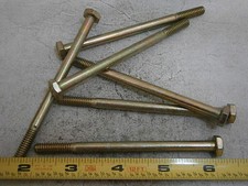 Hex Cap Bolts 1/4-20 x 4" Long Grade 8 Steel Yellow Zinc Lot of 6 5845