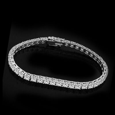 1/4 Ct Genuine Diamond Miracle Plate Tennis Bracelet 10k  Gold Plated Silver