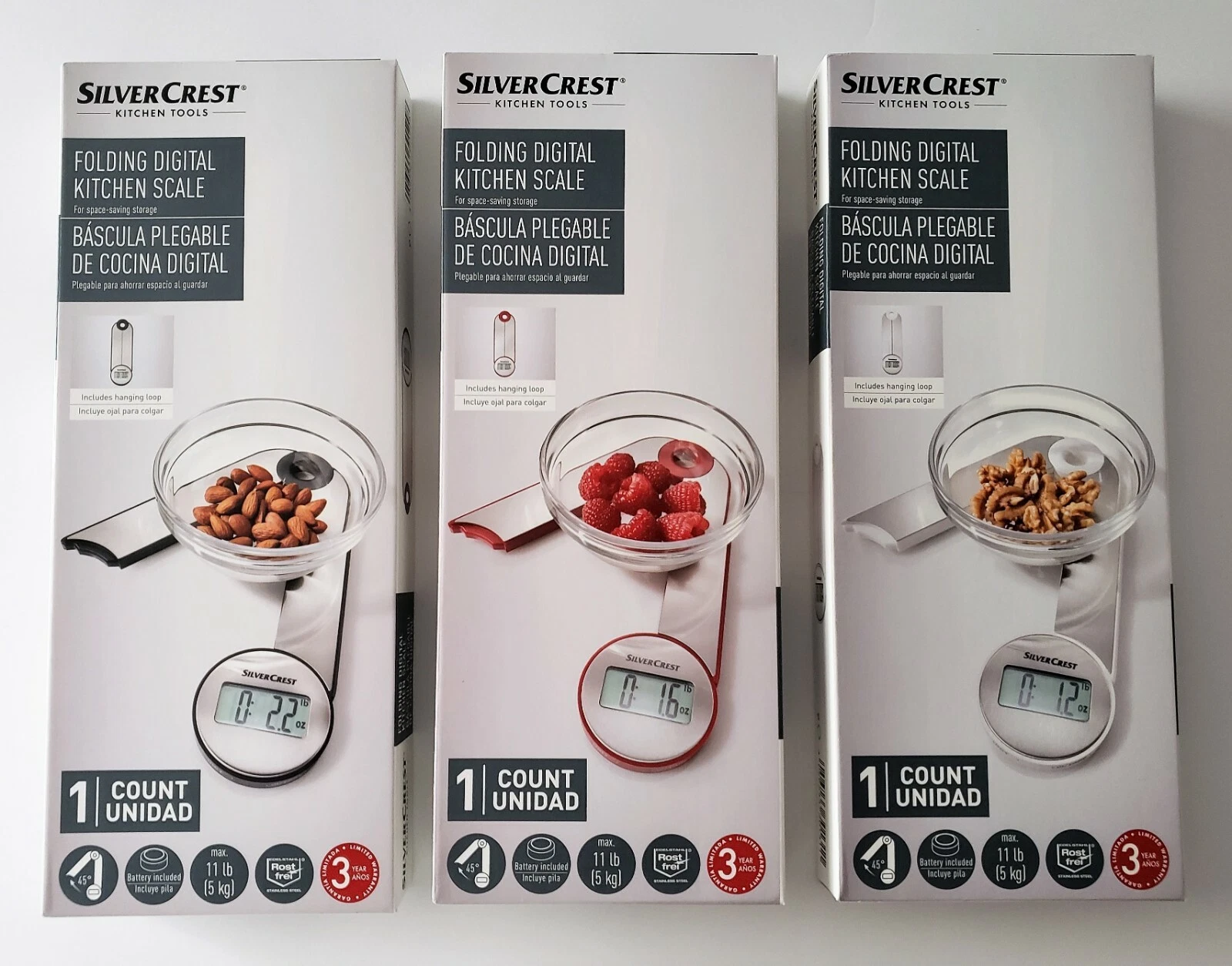 Folding Digital Kitchen Food Scale color Silver Red, White