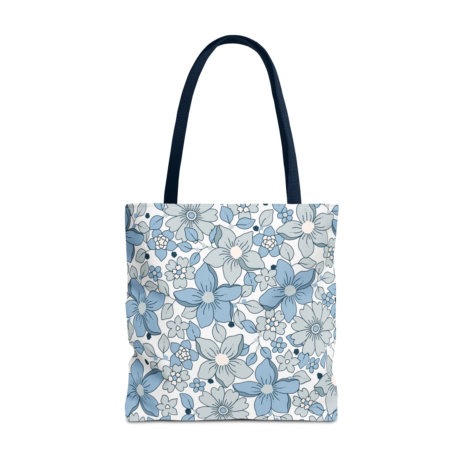 Blue And Grey Flowers Tote Bag (AOP)