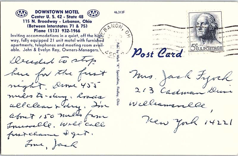Postcard MOTEL SCENE Lebanon Ohio OH 10/19 AI7994 eBay