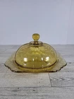 VINTAGE 1976 YELLOW AMBER Indiana GLASS BUTTER DISH WITH LID