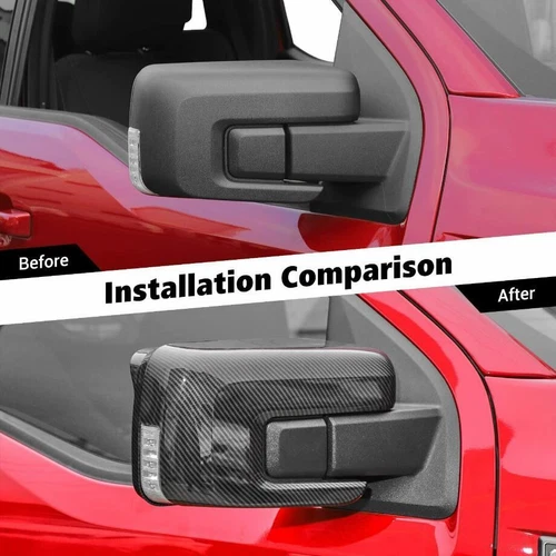 Carbon Fiber Look Rear View Side Mirror Cover Trim For 2021-2023 Ford F150 F-150 - Picture 7 of 10