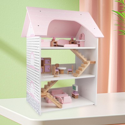 Holz Puppenhaus Spielhaus Spielzeug ab 3 Jahren Kinder Mädchen