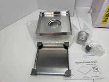 Signature Hardware 6" Square Shower Drain NO Drain Flange Polished SS