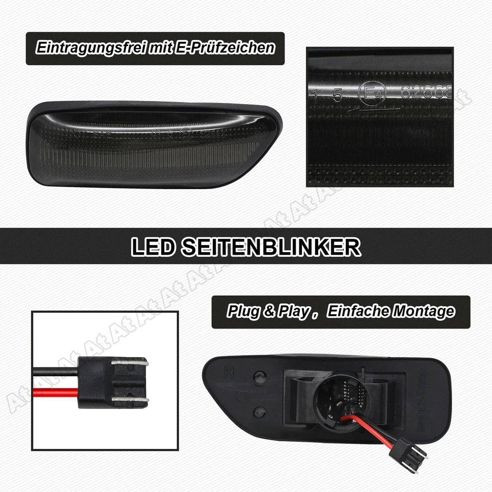 2x Intermitentes laterales LED negros intermitentes para Volvo S60 | S80 | V70 | XC70 | XC90 - Imagen 4 de 4