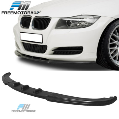 Fits 09-11 BMW 3 Series E90 LCI PU MX Style Unpainted Black Front Bumper Lip